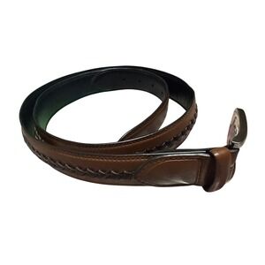 Brooks Brothers Mens Brown Braided Leather Belt 38 Silver Buckle 11BK02X003 NEW